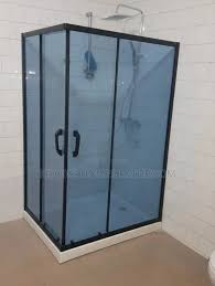 Matte Black Frame Square Tinted Glass Shower Cubicle with Tray