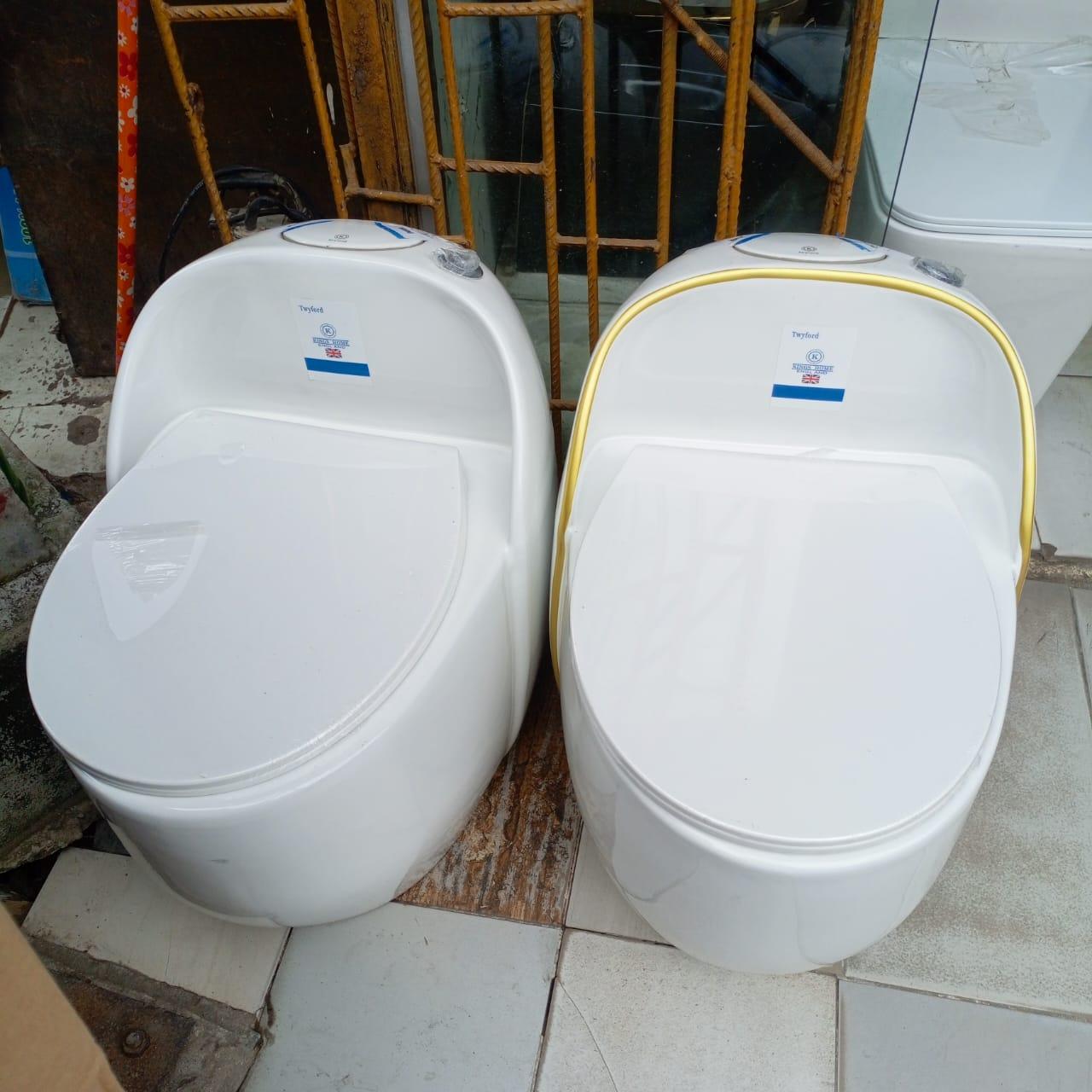 KingsHome Luxury One-Piece Egg-Shaped Water Closet (White & Gold Trim Options)