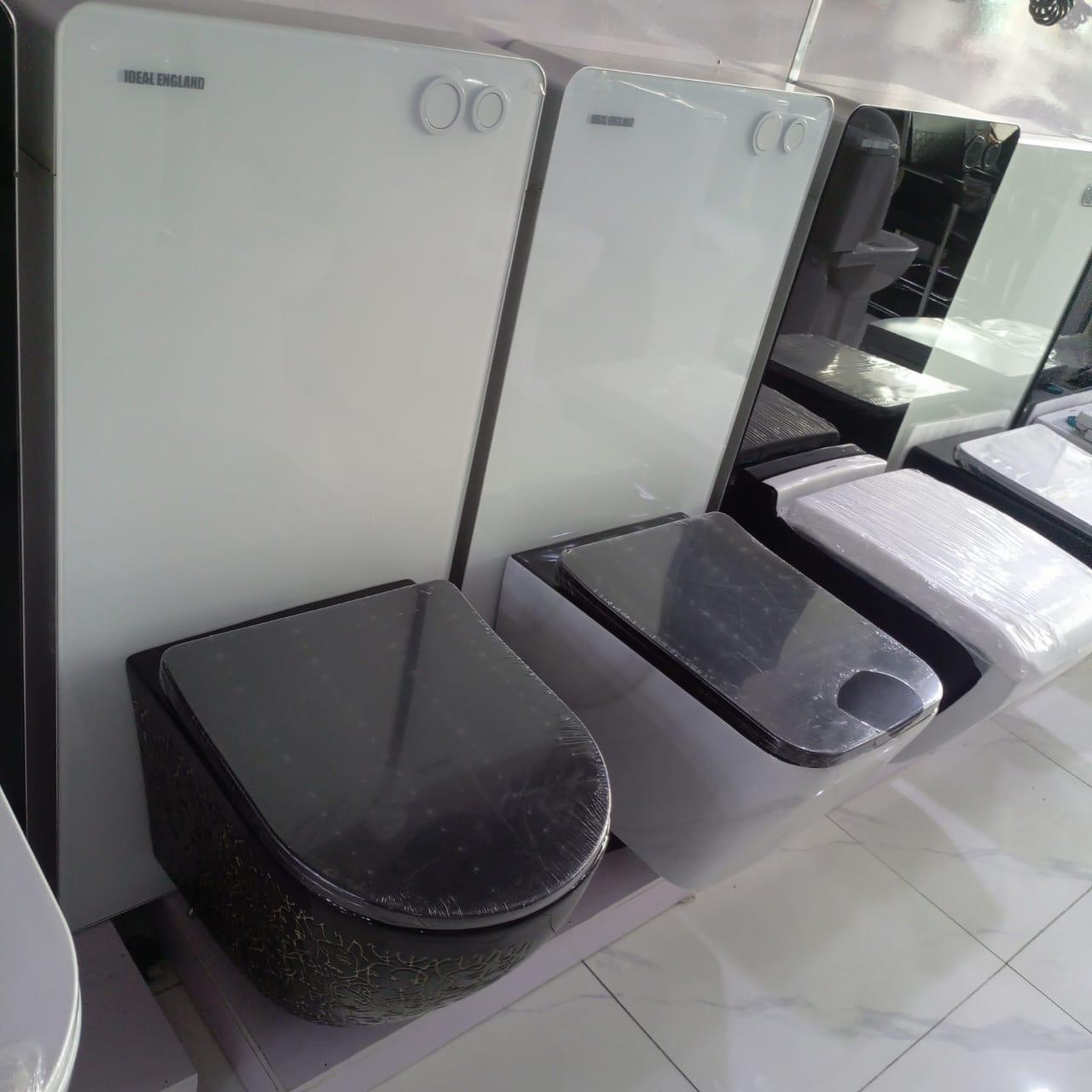 Kingshome Ideal England Wall-Hung Toilet with White Tempered Glass Cistern Tower