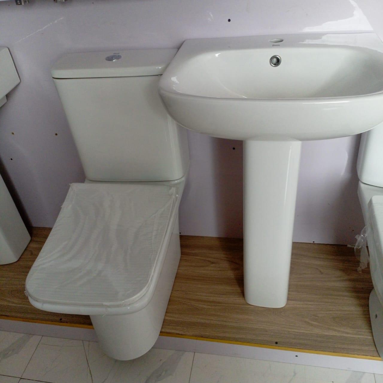 Kingshome Soft-Contour Compact Toilet & Basin Pedestal Set